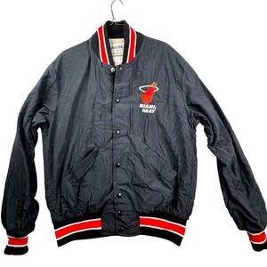Vintage Miami Heat Varsity Jacket Mens M NBA DeLong Made in USA Snap Button